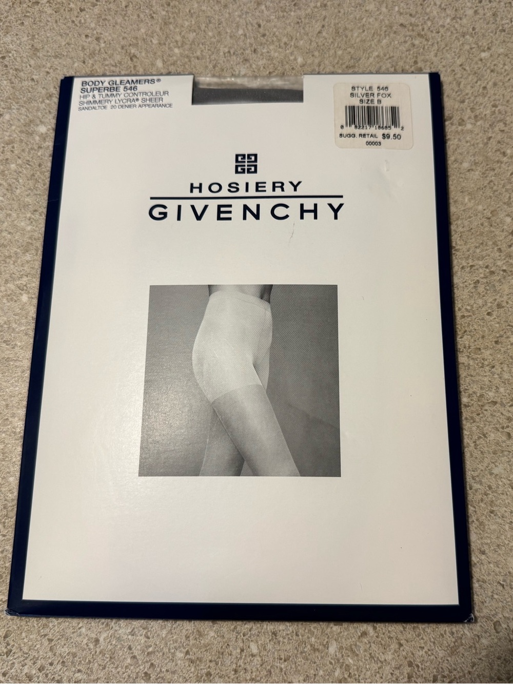 Vintage 1990s Givenchy Body Gleamers Superbe 546 Hosiery Silver Fox Size B NIB